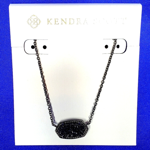 Kendra Scott Elisa Pendant Necklace in Black Druzy - Picture 2 of 16